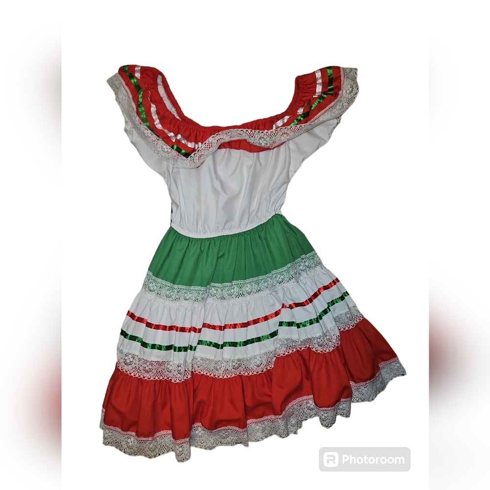 Ranchero Mexican dress for girl size 5/6 Handmade Traditional